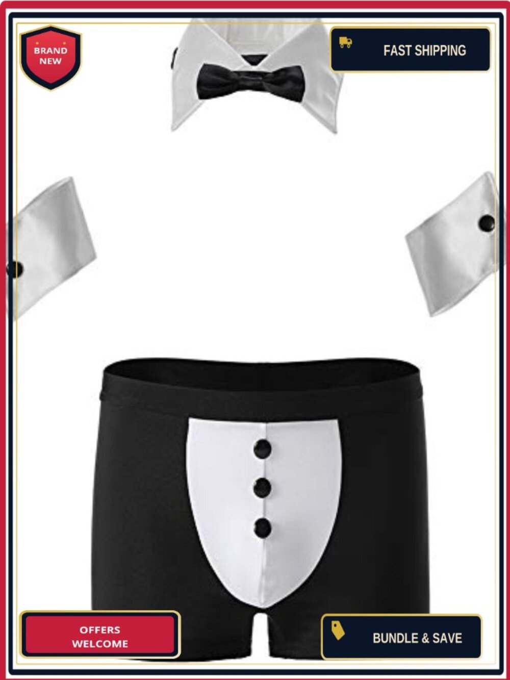 Mens Butler Tuxedo Lingerie Boxer Brief Costume Outfit